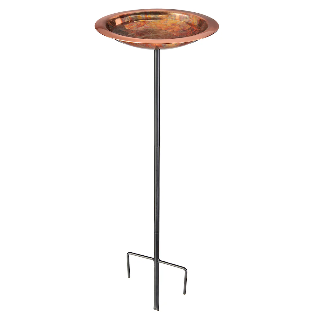 13.5-inch Fired Copper Bird Bath with Garden Pole