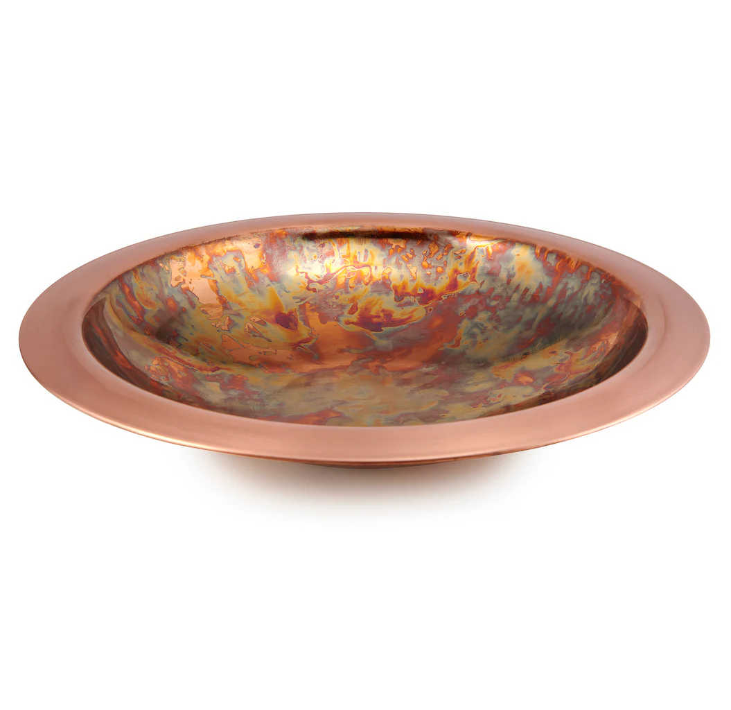 13.5-inch Fired Copper Bird Bath with Garden Pole - Image 4