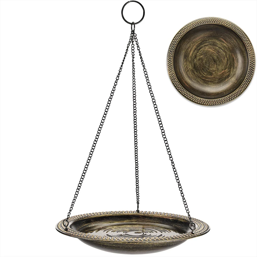 13.5-inch Hanging Aged Brass Bird Bath - Image 4