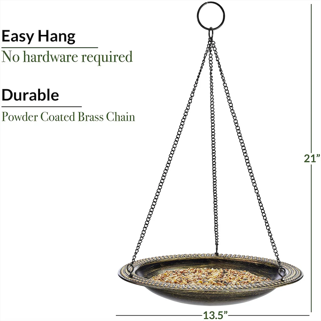 13.5-inch Hanging Aged Brass Bird Bath - Image 5