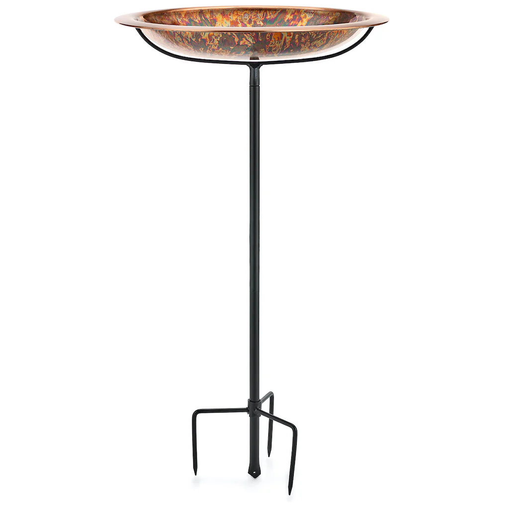 18-inch Fired Copper Bird Bath with Garden Pole - Image 3