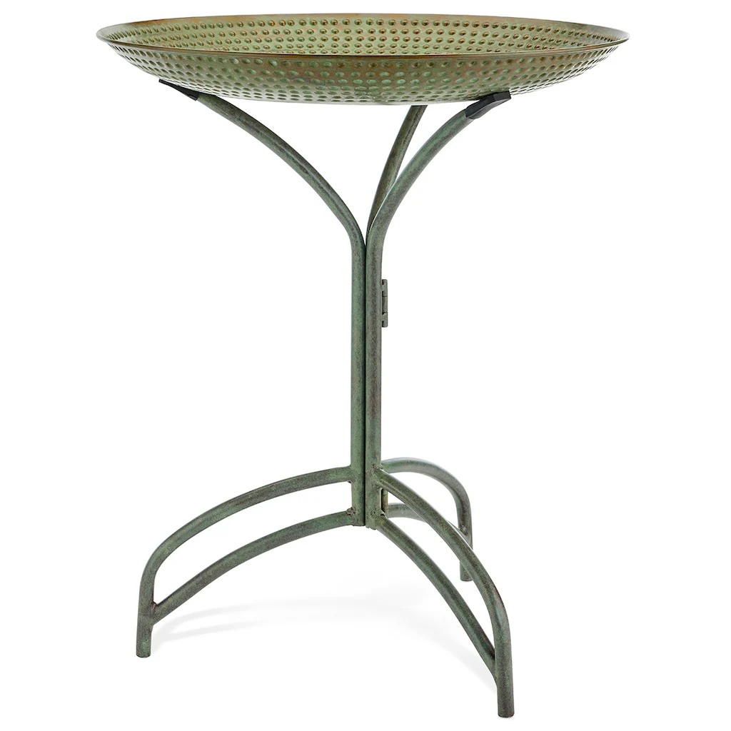 20-inch Blue Verde Copper Bird Bath with Stand - Image 2