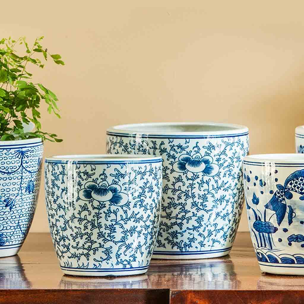 Cylinder Planter || Blue and White Mix - Image 3