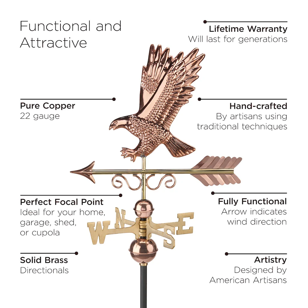 Majestic Eagle Weathervane in Pure Copper - Image 6
