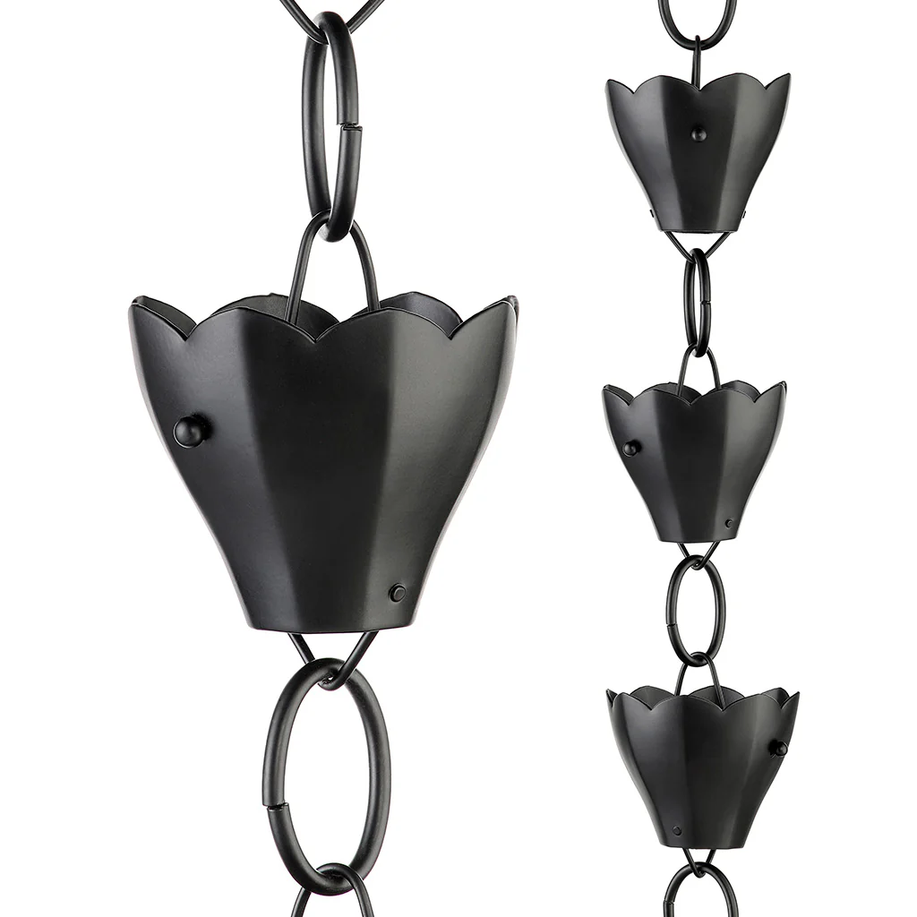 Tulip Black 8.5ft. Rain Chain